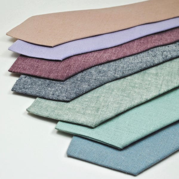 Dusty Blue Linen Necktie Skinny Linen Ties Linen Wedding Ties Linen Neckties Lavender Ties Blush Linen Neckties Dusty Shale Neckt