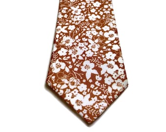 Terracotta Necktie Terracotta Floral Necktie Wedding Neckties Floral Rust Neckties Davids Bridal Terracota