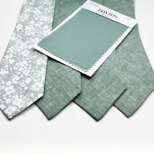 Dusty Sage Neckties Sage Neckties Groomsmen Sage Floral Ties Dusty Sage Neckties Wedding Neckties Dusty Sage Floral Neckties Sage Linen Ties