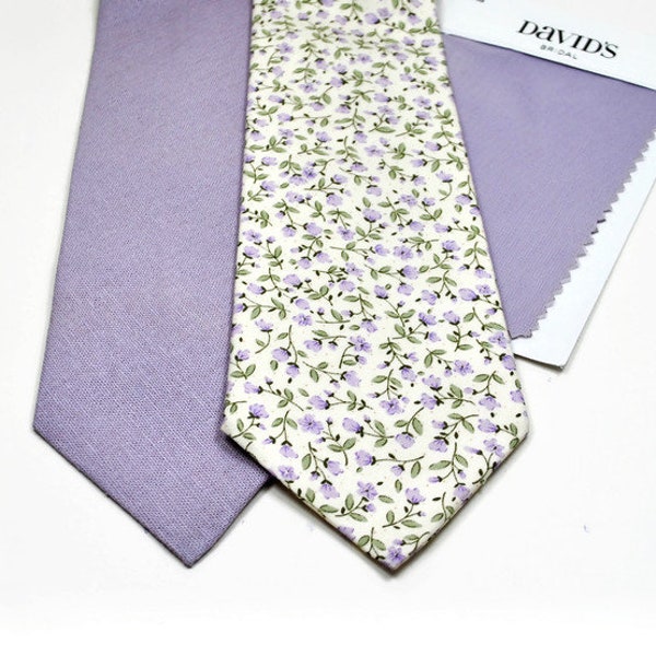 Lavender Linen Wedding Necktie: Iris Floral Ties