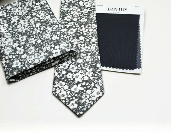 Pewter Neckties Grey Floral Neckties Gray Floral Neckties Gray