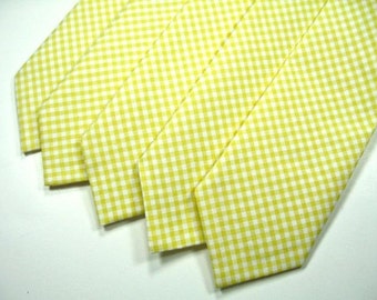 Yellow Gingham Neckties. Mens Neckties, Yellow Neckties, Wedding Neckties, Neckties