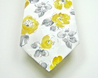 Mustard Neckties Yellow Neckties Mustard and Gray Neckties Mens Neckties Custom Neckties Mustard Cotton Neckties