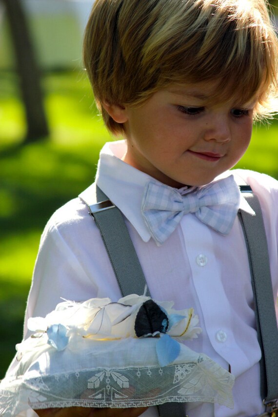 Blue Gingham Bow Tie Baby Blue Gingham Boys Bow Tie Boys Bow Etsy