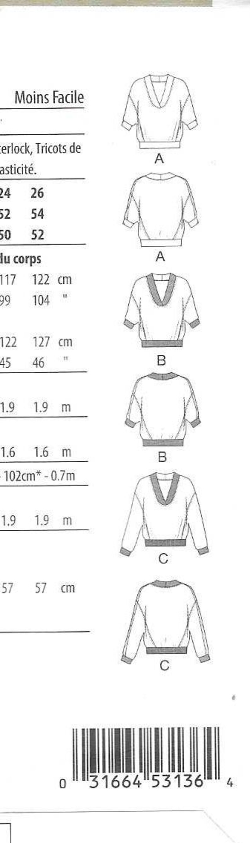 Butterick Pattern B6996 Knit Tops Have V Neckline, Pieced Bodice ...