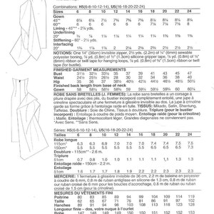May include: Vogue Patterns sewing pattern V2131 for a strapless gown with a draped bodice, bustled skirt, and invisible back zipper. Includes measurements for bust, waist, and hip in inches.