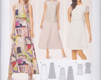 Burda Style Pattern 6628 Easy A-Line Dresses in 3 Lengths with High Neckline, Sleeveless, Overlays W/WO Short Sleeves  Misses Sizes 8 - 18