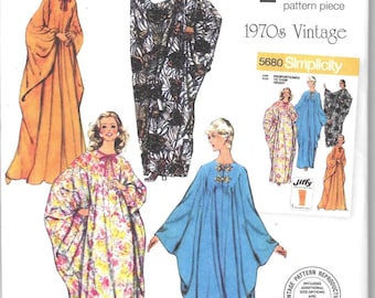 Simplicity Jiffy Pattern S3179 1970's Vintage Caftan One Size with Adjustments for Height