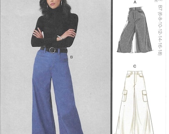 McCall's Pattern M8630 Wide Leg Jeans in Two Lengths with Back Seam Detail, Pockets Misses' Sizes