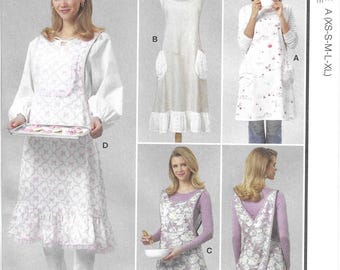 McCall's Pattern M8598 Wrap Around Aprons Have Bias Binding Trim, Pocket and Hem Variations Misses' Sizes  XS - XL