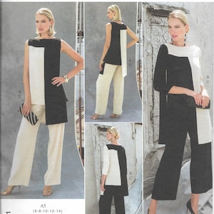 Vogue American Designer Pattern V1581 Tom and Linda Platt Tunics with Yokes, Uneven Hems, Sleeve Variations & Wide Leg Pants  Misses&#39; 6 - 14