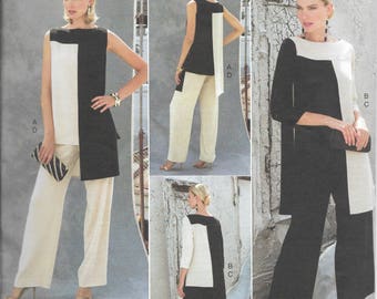 Vogue American Designer Pattern V1581 Tom and Linda Platt Tunics with Yokes, Uneven Hems, Sleeve Variations & Wide Leg Pants  Misses' 6 - 14