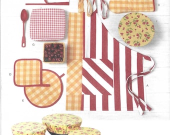 Simplicity Pattern S3058 Kitchen Accessories - Apron, Hand Towel, Quilt Mitts & Hot Pads, Bowl and Casserole Covers