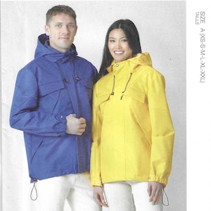 May include: A McCall's M8687 sewing pattern envelope featuring a blue hooded jacket and a yellow hooded jacket. The text M8687 and SIZE A (XS-S-M-L-XL-XXL) are printed on the right side. The bottom corner includes the text Designed and printed in USA.