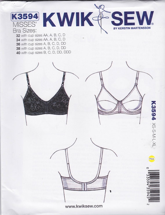 Kwik Sew Pattern K3594 Bras With Seamed Cups, Adjustable Straps