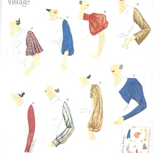 May include: A Simplicity 8506 sewing pattern envelope for 1930s vintage style sleeves. The front displays eight different sleeve variations labeled A through H, featuring diverse colors, patterns, and shapes, including puffed, long, and plaid designs.