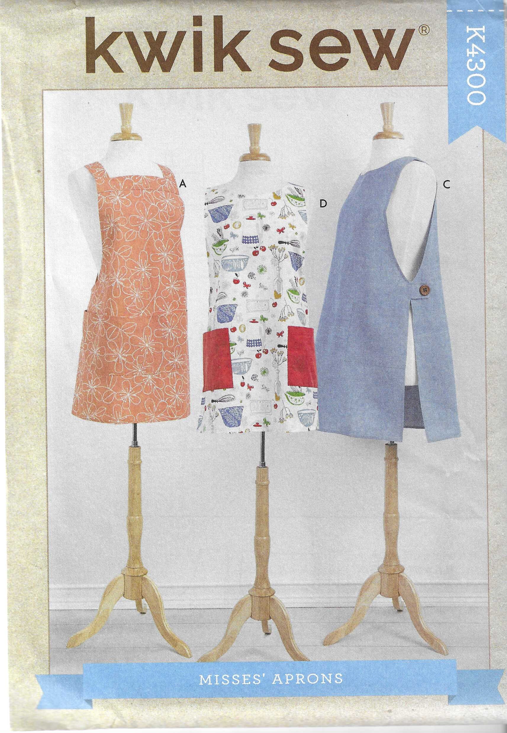 Kwik Sew Sewing Pattern Pullover Unisex Aprons With Criss-Cross Straps And  Patch Poc-XS-S-M-L-XL 