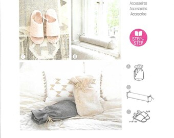 Burda Pattern 5676 Hot Water Bottle Cover with Drawstring, Draft Excluder, and Open Toe Slippers Size 7.5 - 9.5