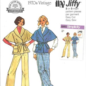 May include: Simplicity sewing pattern S3047, a vintage 1970s design. The pattern features two models wearing outfits with capes, pants, and belts. The pattern includes size options for U.S. sizes 8-16.