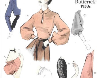 Butterick Pattern B7017 Retro 1950's Reproduction Set of Sleeves to Customize Dresses and Blouses in Six Styles, Misses' Sizes S - XL