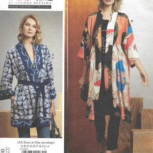 Vogue Pattern V1610 Today's Fit Sandra Betzina OOP Kimono Robe or Jacket w/ Length & Belt Variations, In Seam Pockets, Misses' Sizes A - J