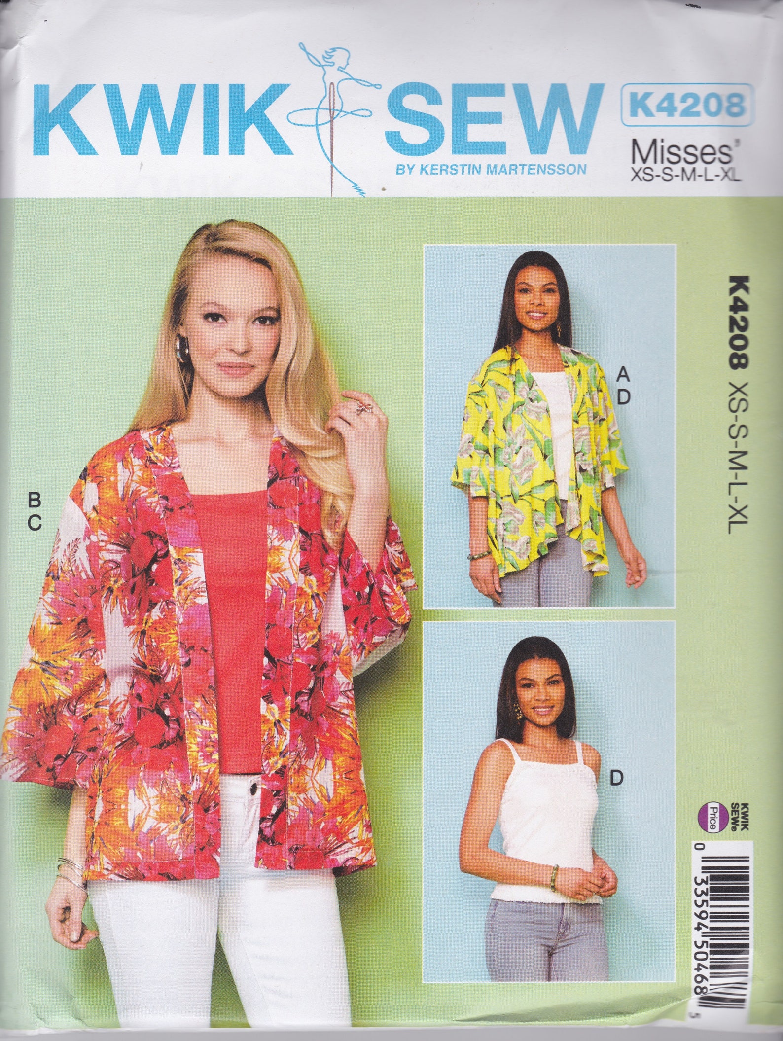 Kwik Sew Pattern K4208 Kimono Style Open Jackets: Extended Shoulders ...