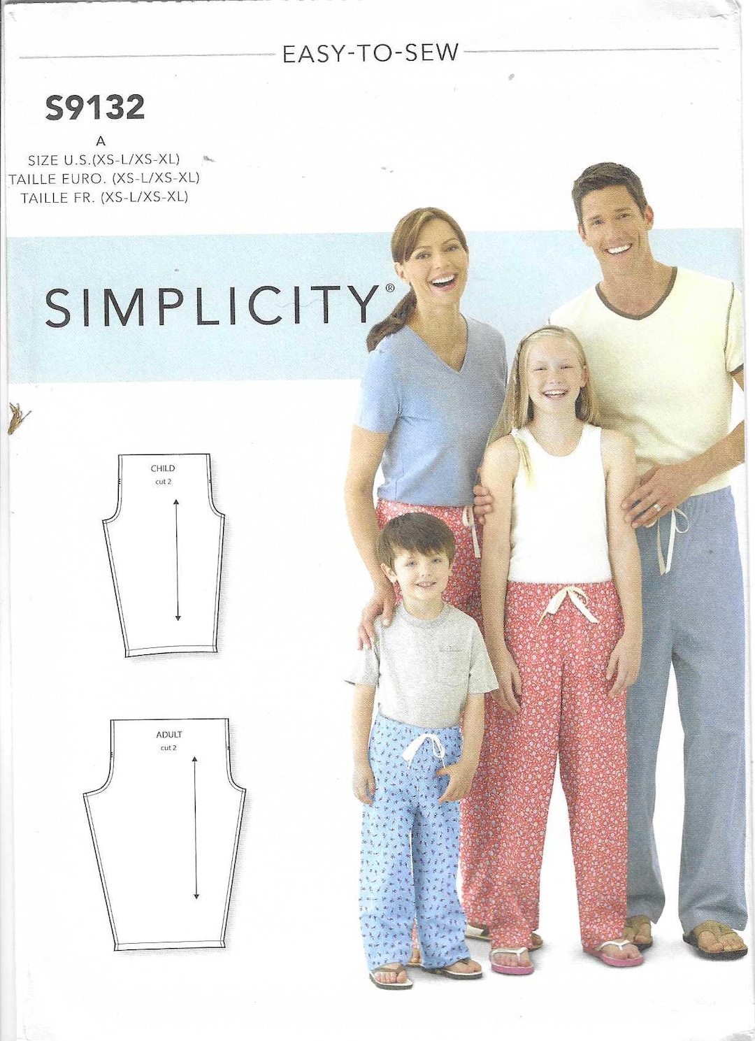 Simplicity Pattern S9132 Easy to Sew Pull on Pajama or Lounge Pants ...