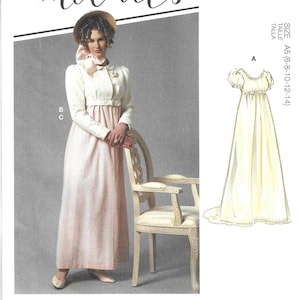 McCall's Pattern M8132 Regency Costume Empire Waist Dresses with Neckline and Hemline Variations,  Cropped Spencer Jacket Misses' Sizes