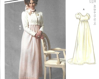 McCall's Pattern M8132 Regency Costume Empire Waist Dresses with Neckline and Hemline Variations,  Cropped Spencer Jacket Misses' Sizes