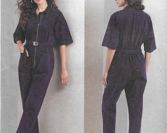 Vogue Pattern V1994 Rachel Comey Loose-Fitting Jumpsuit Has Elbow Length Sleeves,Exposed Front Zipper, Patch Pockets Misses' Sizes L - XXL