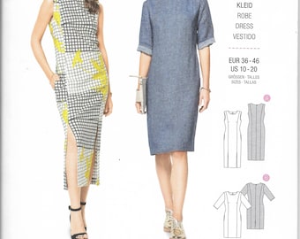 Burda Pattern 6418 Semi Fitted Dresses with High Neckline, Princess Seams, Side Pockets, Sleeve & Hemline Variations Misses'  Sizes 10 - 20