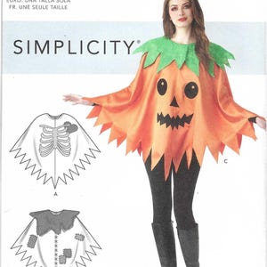 Simplicity Pattern S9169 Rib Cage & Heart Chest X-Ray, Scarecrow and Jack O'Lantern Costume Ponchos Misses' One Size