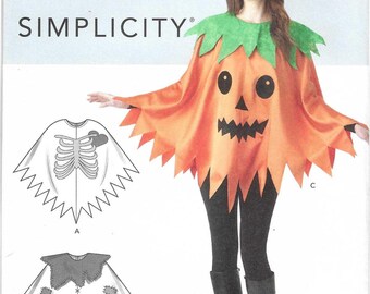 Simplicity Pattern S9169 Rib Cage & Heart Chest X-Ray, Scarecrow and Jack O'Lantern Costume Ponchos Misses' One Size