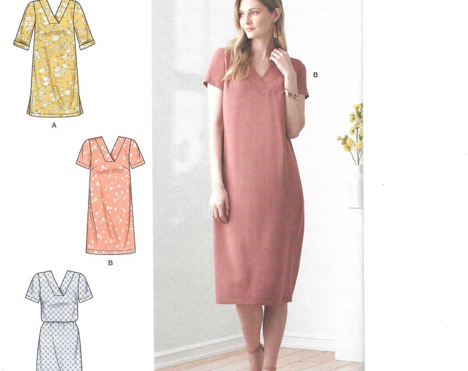 Simplicity Pattern S9262 Shift Dress With Inset V Neckline Back Zipper ...