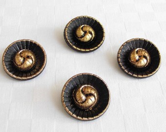 4 gorgeous X-large fine glass buttons with unusual made surfaces (31.8 mm - 1 1/4 in.) -