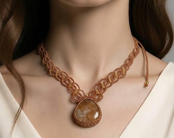 Heiwa necklace, handmade macrame OOAK