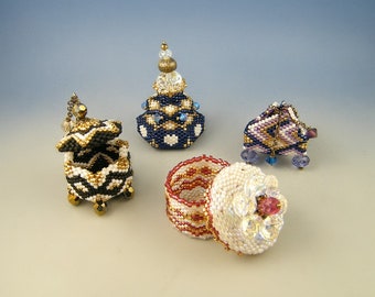 Beaded dozen, Peyote Kit en tutorial stap voor stap voor 4 verschillende mini-dozen