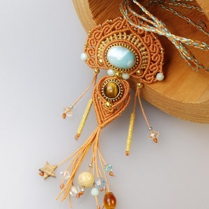 Mayan Tales,  freeform macramè pendant tutorial step by step, 42 photos!