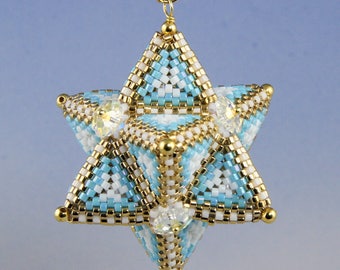 Tetrahedron Star, peyote pattern for pendant