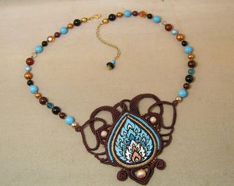 Phoenix,  freeform macramè necklace tutorial step by step, 40 photos!