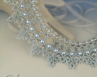 Cinderella necklace , needle tatting kit and tutorial step by step