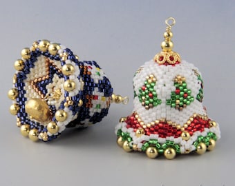 Christmas bell, 3D peyote tutorial row by row AND a FREE surprise pattern