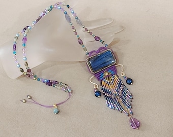 Labradorite necklace, handmade macramè OOAK