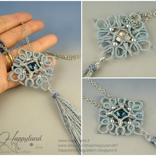 Agadir,needle tatting pendant tutorial step by step