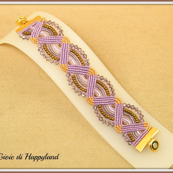 Macrame waves bracelet, tutorial step by step with photos