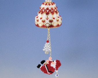 Christmas hanging santa claus bell, 3D peyote pattern