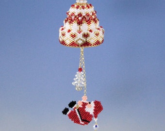 Christmas hanging santa claus bell, 3D peyote pattern