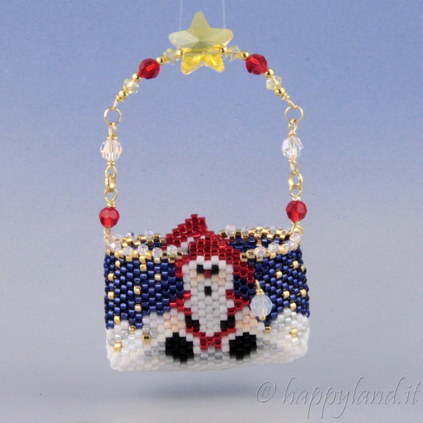 Christmas little bag, peyote pattern