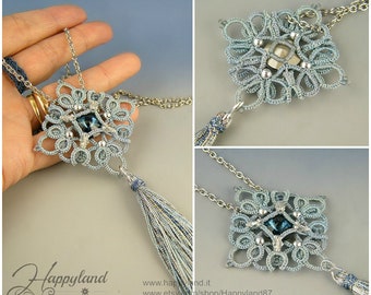 Agadir, needle tatting pendant OOAK