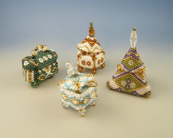 Beaded dozen, Peyote Kit en tutorial stap voor stap voor 4 verschillende mini-dozen